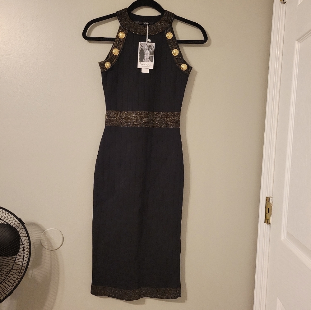 Luxedress Women's Elegant Wool Blend Little Black Dress. Size S - Picture 6 of 12